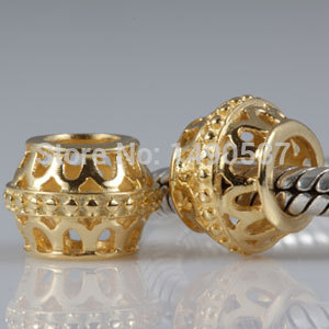 Hollow OPENWORK 18K Gold Color 925 Sterling Silver Charm Bead Gift Fits Pandora DIY European Bracelets