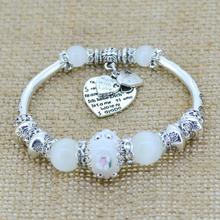 silver love heart charm bracelet bangles glass beads strand bracelets fashion jewelry for women 2014