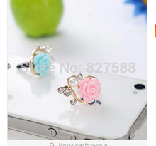 Romantic Pearl Roses Dustproof Plug Mobile Phone Dust Plug Sweet Girls Phone Pendants AEP04