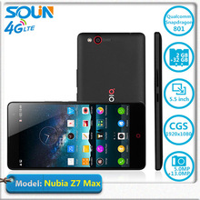 ZTE Nubia Z7 max lte 4G FDD smart phone Qualcomm MSM8974AC 2.5GHz 5.5″ FHD 1920×1080 2GB RAM 32GB 13.0MP Camera Dual SIM Z7max