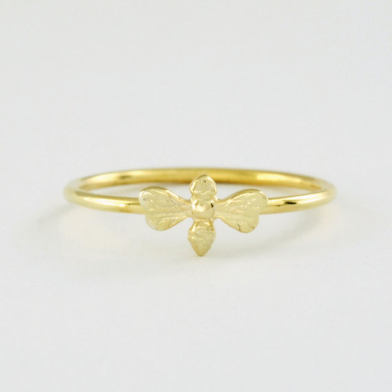 30pcs Lot Free Shipping Honey Bee Ring in Solid 18K Gold Jewelry Ring For Women wholesale
