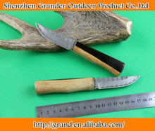 Steel + Ebony handle hunting knife damascus steel knives 57HRC leather sheath 4258