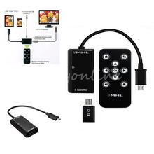 Universal Full HD 1080P MHL Micro USB To HDMI HDTV Cable Converter Adapter Remote Control For
