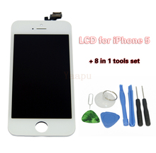 5pcs lot Mobile Phone Parts For iphone 5 5G LCD white With Touch Screen Assembly for