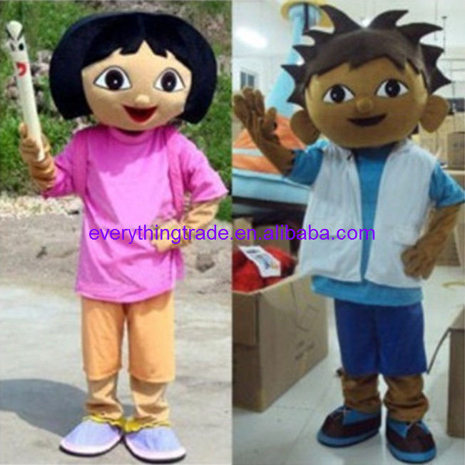 New arrival 2014 Cartoon Character Adult Explorer Boy Diego Girl Dora Mascot Costumein Clothing