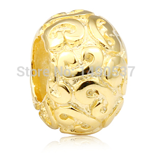 Tracery 18K Gold Color 100 925 Sterling Silver Charm Bead Fits Pandora DIY European Bracelets Necklaces