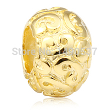Tracery 18K Gold Plated 100% 925 Sterling Silver Bead Charm Fits Pandora DIY European Bracelets Necklaces Jewelry BGP-69