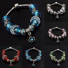 Fashion DIY Jewelry Making Snake Chain Women Bracelet Bangles Fit with European PAN Crystal Murano Glass and Metal Beads Charms