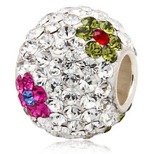 Beautiful flowers 925 Sterling Silver beads for women fit pandora bracelets & Necklaces charms Crystal Jewelry
