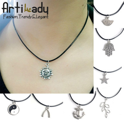 Artilady 10 options pendant necklace vintage yin yang cross tree of life charm necklace women jewelry