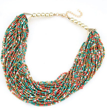 Free shipping hot New Arrival Fashion Bohemian style Multilayer beaded choker necklace Statement jewelry for women 2014