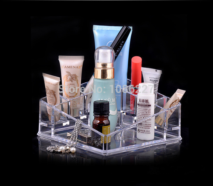 1pc lot 100 plastic cosmetic and jewellery organizer makeus holder Clear jewelry display cosmetic storage box