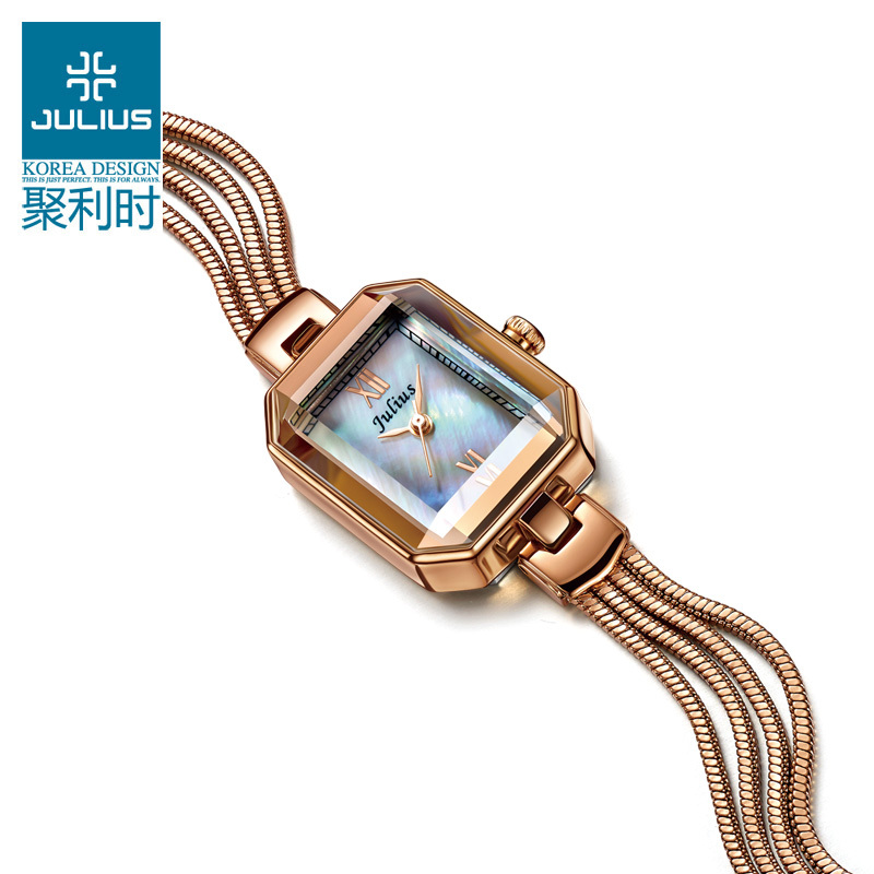Julius Lady Woman Wrist Watch Quartz Hours Best Fashion Dress Color Korea Bracelet Band Rectangle Shell