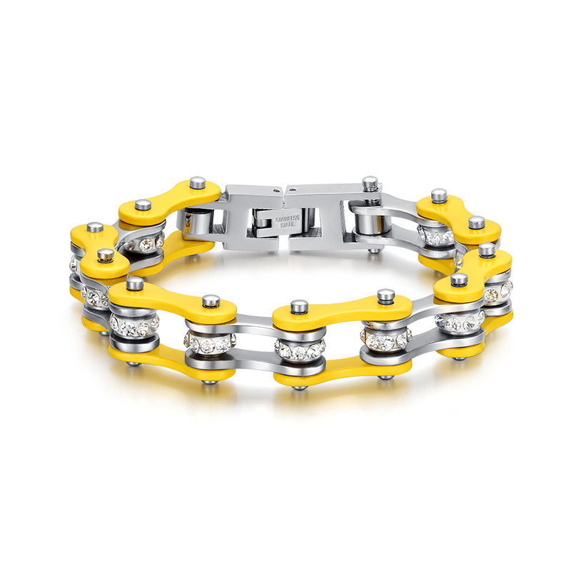 Women Bracelet stainless steel bike chain bracelet jewelry with crystal Bracelet jewelry for women free shipping