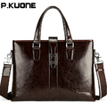 2014 New P.kuone Men Bag Brand Handbag Genuine Leather Bags Cowhide