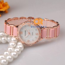 Dress lady elegance watch women luxury brand wristwatches vintage analog crystal rhinestone diamond ceramic strap watch