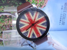 LZ Jewelry Hut DKz1 2014 New Fashion 8 Colors Cusual Brand Rhinestone England Flag Leather Strap