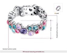 Super Deals Fashion elegant platinum rings for women Genuine austrian colorful crystal 18K white gold ring