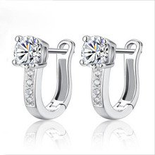 Amazing ! 2014 1Pair Beautiful Silvering Nice White Gemstones Womens Hoop Earrings Whale Hot