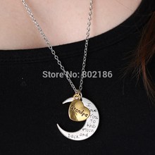 Two Toned Antique Silver with Gold Flashed Heart Family Members I Love You To The Moon