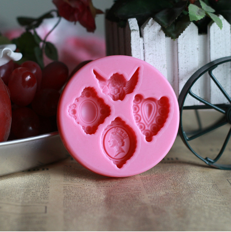 Retro decoration Jewelry gem Queen Head Angel silicone fondant mould 