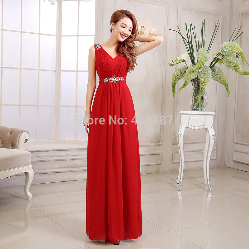 2014 new cheap red white sequined chiffon bridesmaid dresses under 50 ...
