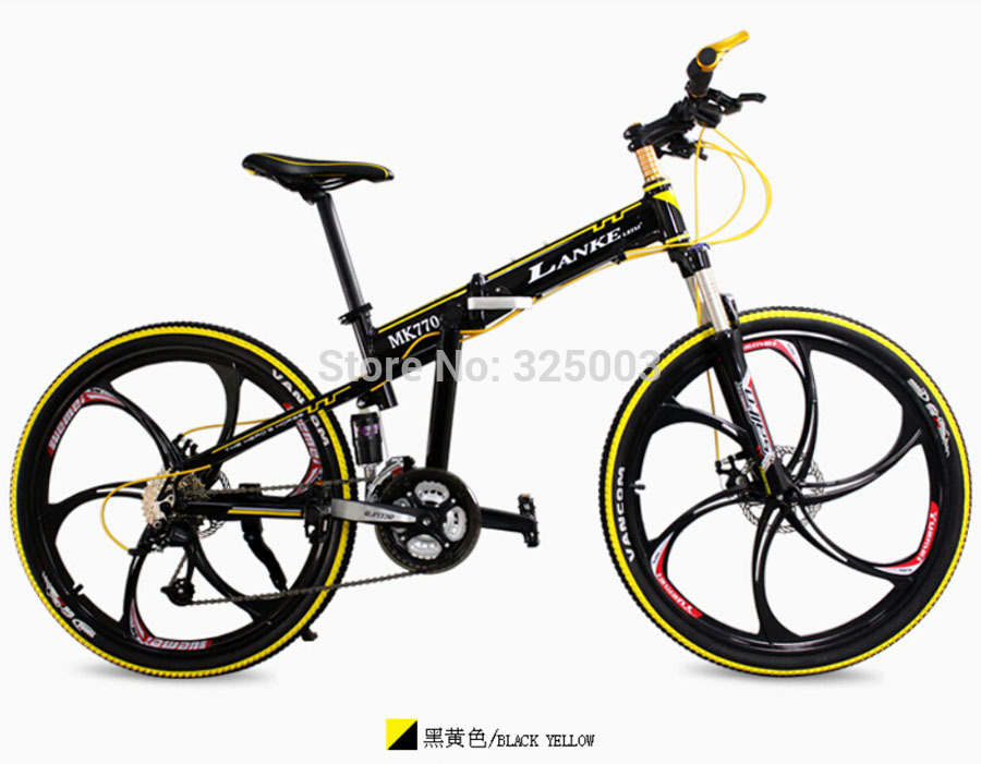 Folding bike 26 inch magnesium alloy wheel integrated 27 speed disc brake can lock suspension folding