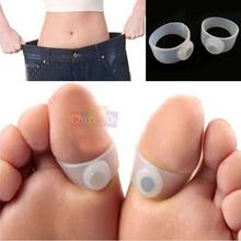 Hot 2PCS Healthy Slimming Body Leg Shaper Weight Loss Silicone Toe Ring Massager