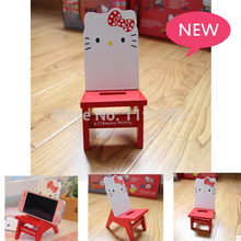 Free shipping 6pcs lot Hello kitty wood Mobile Phone Holders Stands For Smartphone cute and sweet