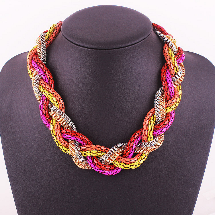1824 European fashion jewelry fashion simple geometric knitting multicolour necklace 