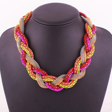 1824#European fashion jewelry fashion simple geometric knitting multicolour necklace.