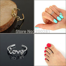 10Pcs/lot Fashion Sweet Love Toe Rings For Women Lady Gold/Silver Letter Love Foot  Rings Toe Charm Open Wedding Rings One Size