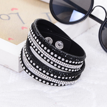 2014 New Fashion Brand Punk Style Multilayer Buckle Leather Bracelets Bangles Rivet Bracelet For Women Men