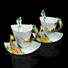 Lovely Ceramic Decoration Giraffe Coffee Set Tea Pot Creamer Sugar Cup Saucer Platter Gift