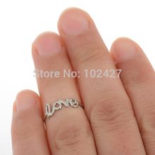 Love Letter Adjustable Opening Finger Ring Women Girls Ancient Silver Gold Color Toe Ring Party Fashion
