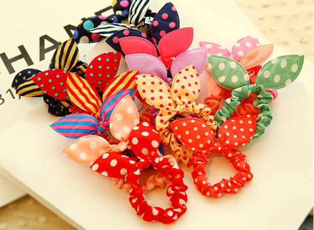 Mix Colors Sweet Mini Bow Rabbit Ears Elastic Bunny Hair Band Headband Hair Accessories Free Shipping