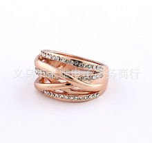The Gorgeous Rose Gold Plated Noble  Ring o creative romantic personality hollow out with rhinestone  high grade rings R253