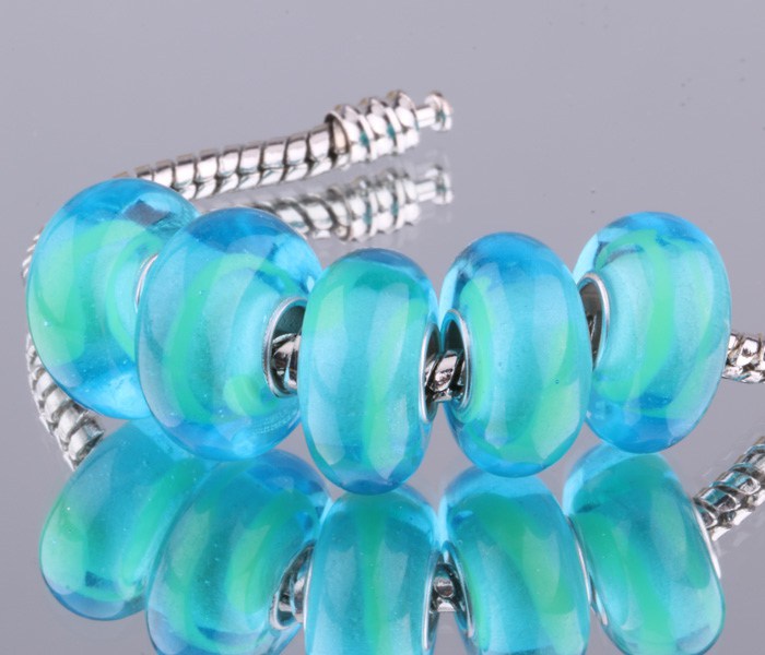 5PCS 925 sterling silver DIY thread Murano Glass Beads Charms fit Europe pandora Bracelets necklaces bgjajxqa