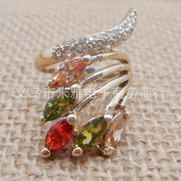 The Gorgeous Genuine Gold Plated Noble o Ring o creative luxury romantic colourful zircon with rhinestone