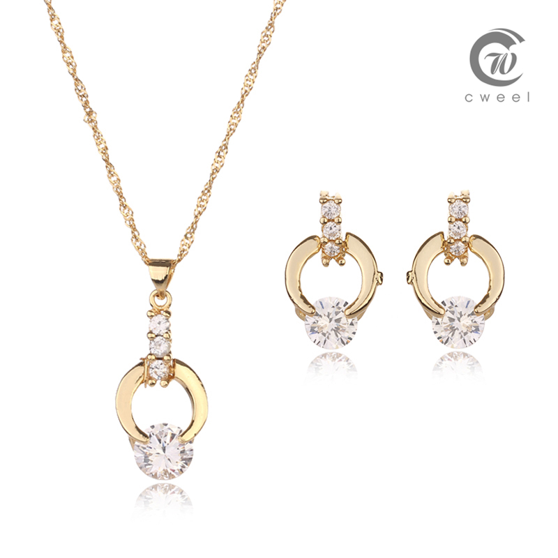 Accessories-White-Crystal-Jewelry-Sets-For-Women-Gold-Plated-Wedding ...