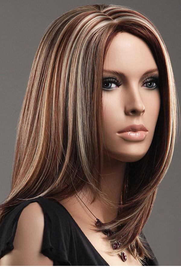... hair-Brown-Blonde-Straight-Mid-length-Highlights-Hair-Wig-LC0207-new
