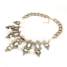 New fashion female temperament of restoring ancient ways of pearl rivet gracefuls and restrained short necklace