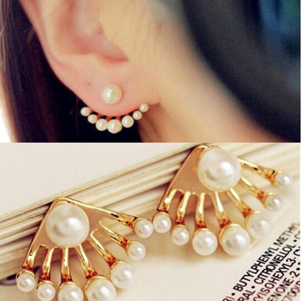 Fashion Korean Small Imitation Pearl Earrings Dragon Hand Ear Cuff Ear Stud New