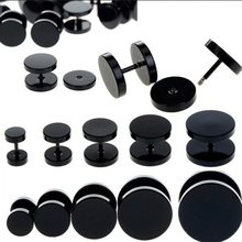 2pcs Black Stainless Steel Fake Cheater Ear Plugs Gauge Body Jewelry Pierceing Earring For Men Hot Sale Free Shipping