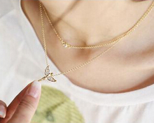 x318  Jewelry  2014 Wholesale Fashion Rhinestone Angel Womens Pearl Pendant Necklace free shipping