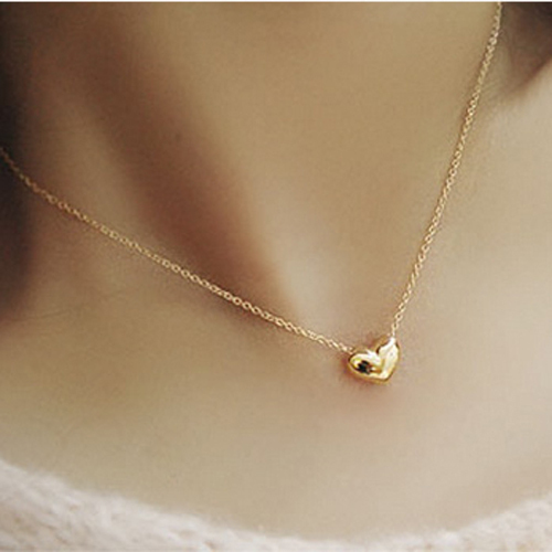 A new simple elegant beautiful gold plated heart women s jewelry pendant necklace