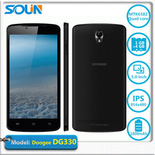 Original DOOGEE DG330 5.0” Quad Core 1G RAM 4G ROM MTK6582 Android4.2 smartphone Dual sim 3G WCDMA 5MP 854×480 GPS cell phone