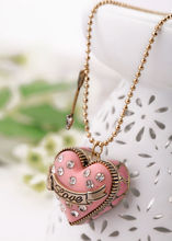 Love Series Cupid Heart & Arrow Pink Necklace For Sweet Girls
