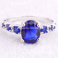 Wholesale Unisex New Arrival Fashion Jewelry Oval Cut Sapphire Quartz 925 Silver Ring Size 6 7 8 9 Free Shipping