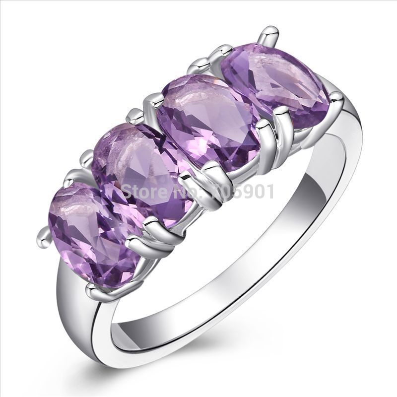 2014 New Quality Silver Rings For Women Filled Purple Topaz Gems 925 Sterling Silver Ring Fashion